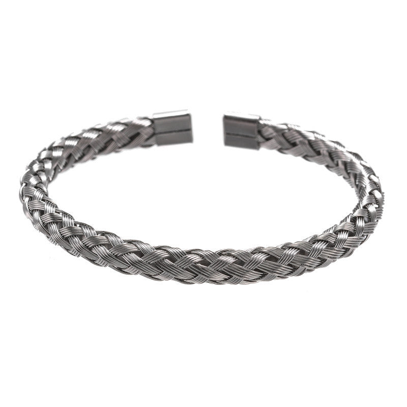 Twisted Braided Steel Wire Simplicity Bracelet Men