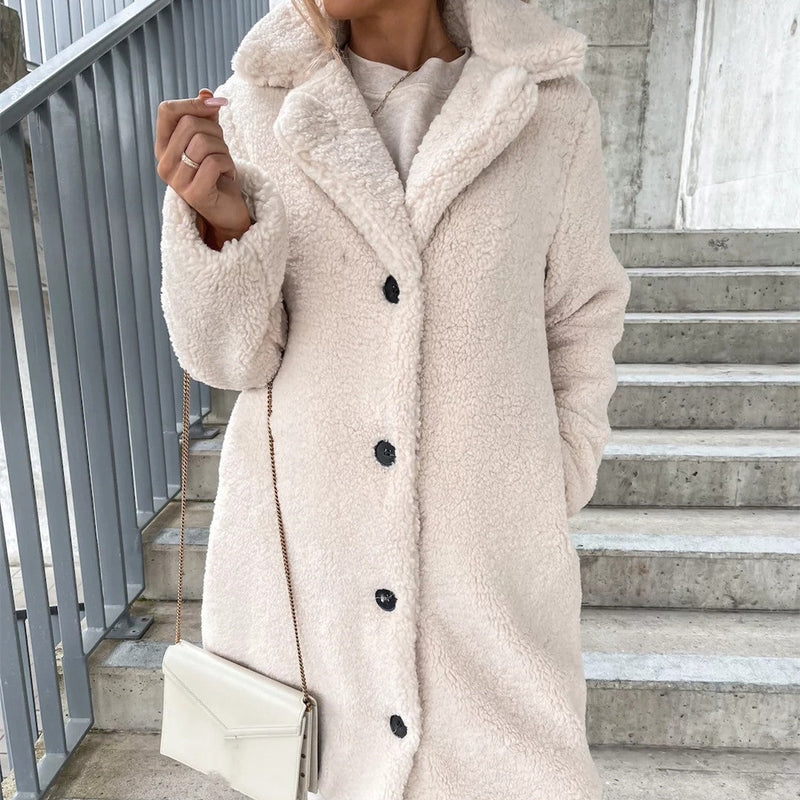 Women's Long-sleeved Lapel Plush Jacket