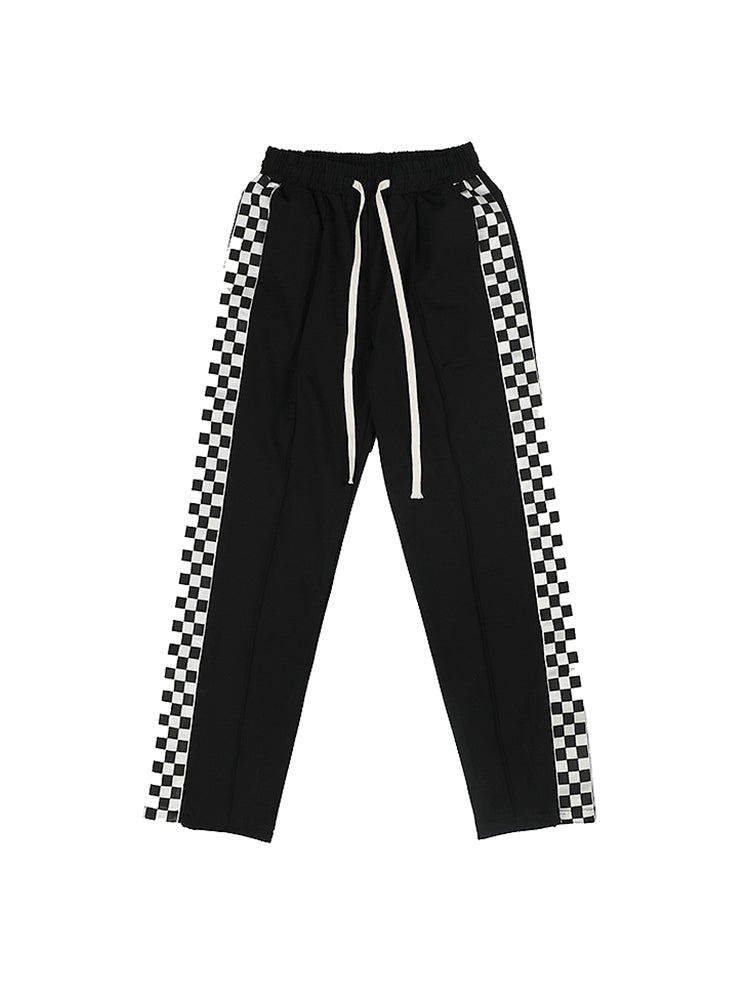 Checkerboard Side Split Straight Leg pants