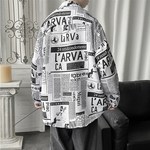 Men's printed Loose Casual Long-sleeved Shirt