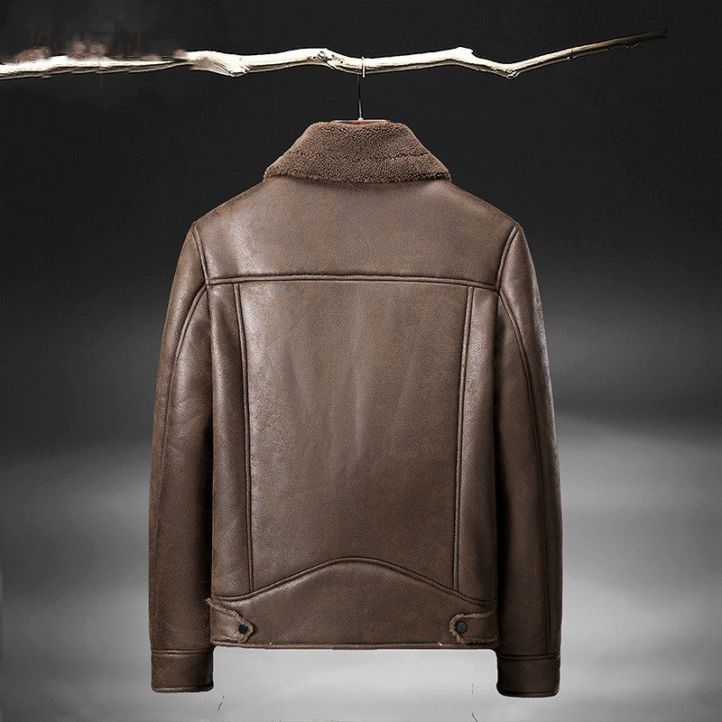 Men's Leather And Fur Motorcycle Jacket