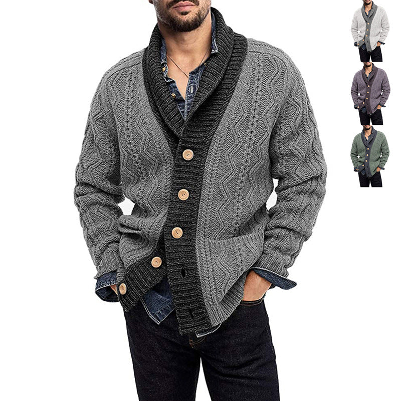 Lapel Knit European And American Sweater Men