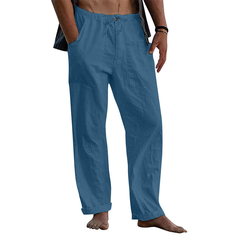 Men's Linen Casual Drawstring Loose Pants