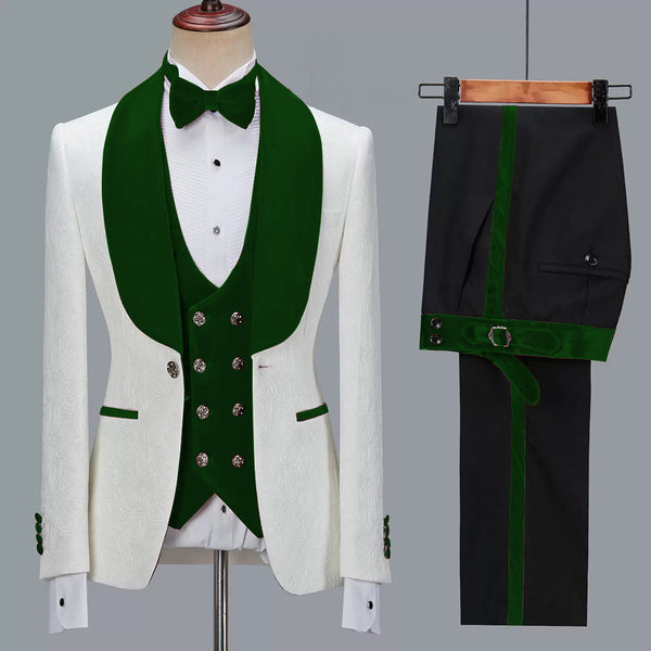 Men's Fashion Casual Jacquard Suit Three Piece Suit