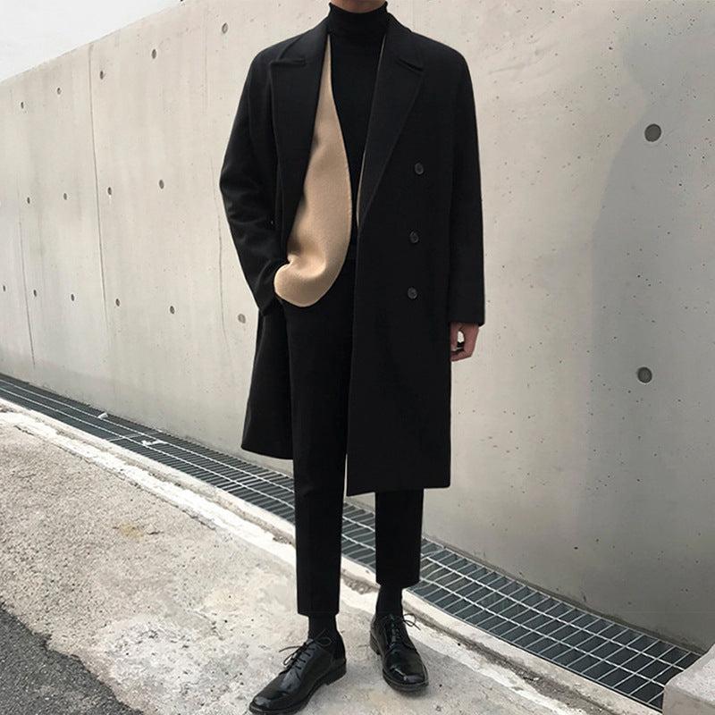 Men's Mid-length Woolen trench Coat  Winter