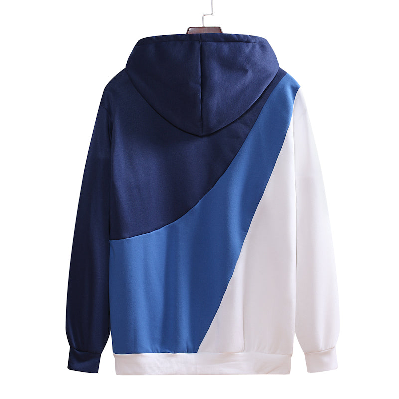 Casual Men's Loose Stitching Hooded Pullover Sweater
