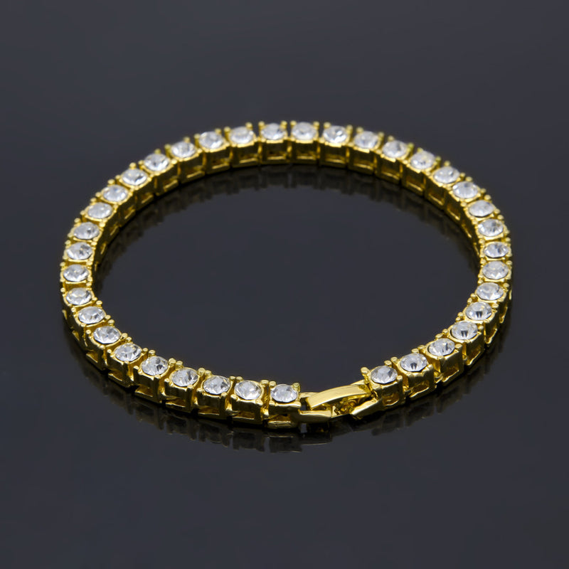 Tin Alloy Gold Color Iced Bracelet Men's Hip Hop Chain Street Rock Jewelry