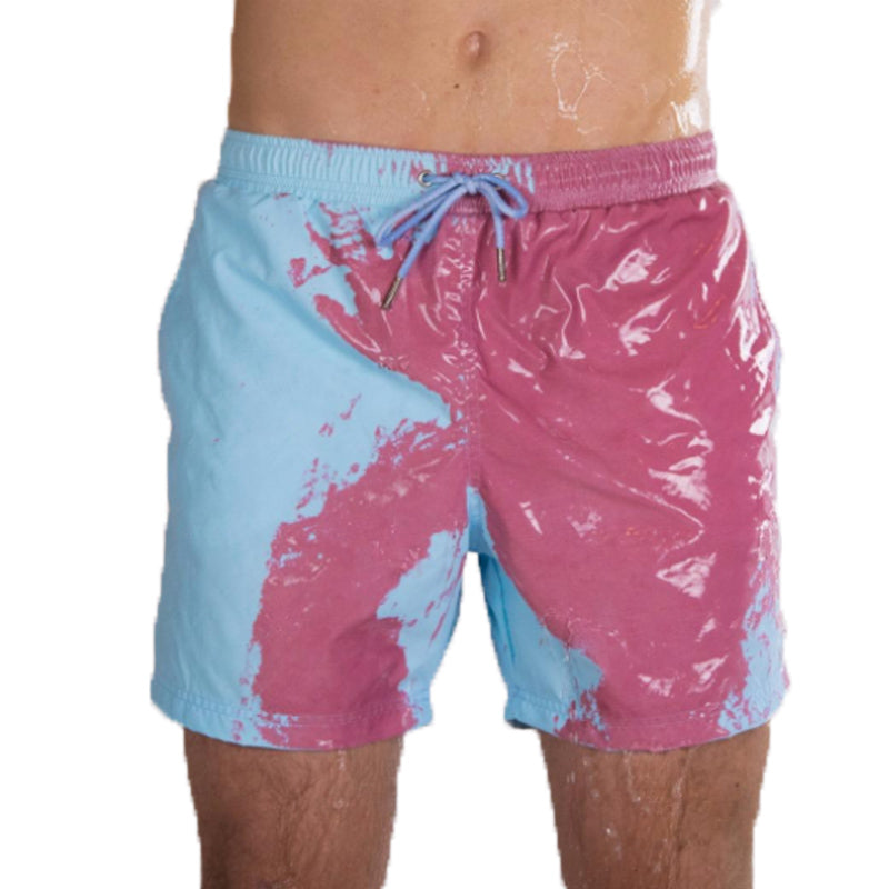 Pantalones cortos de playa mágicos con cambio de Color, bañadores de verano para hombres