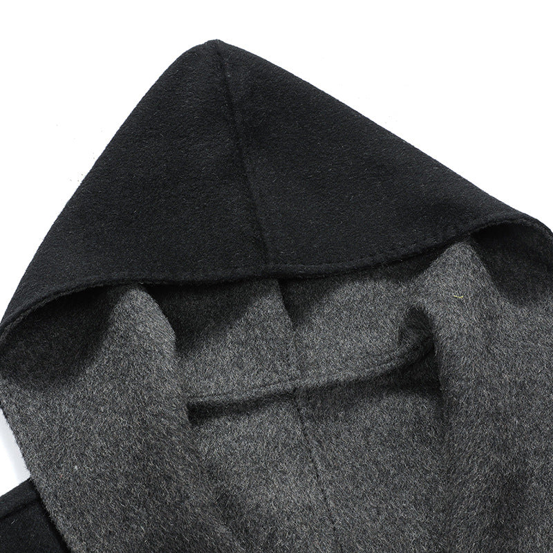 hooded wool trench coat