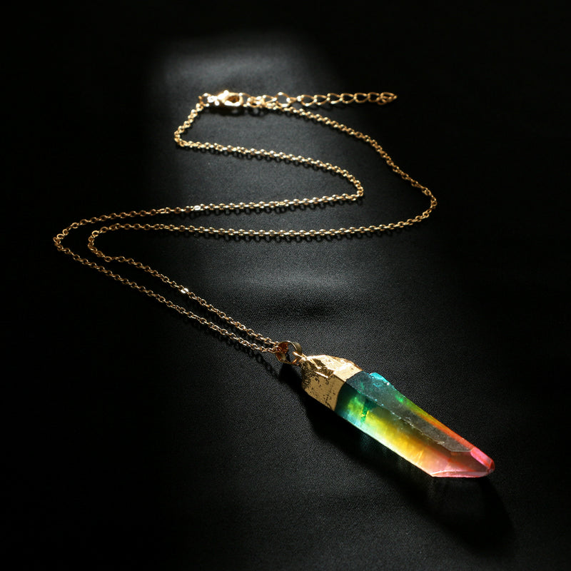 Cylindrical Mixed Color Crystal Necklace