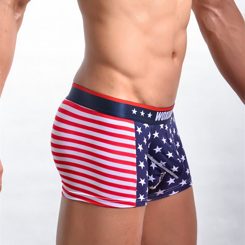 Boxers de canalé con estampado de bandera americana para hombre