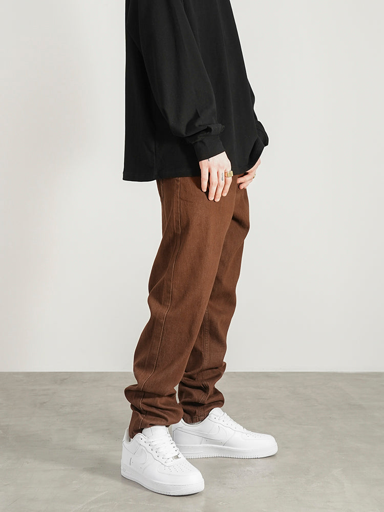 Men's Hip-hop Retro Brown Straight-leg Jeans
