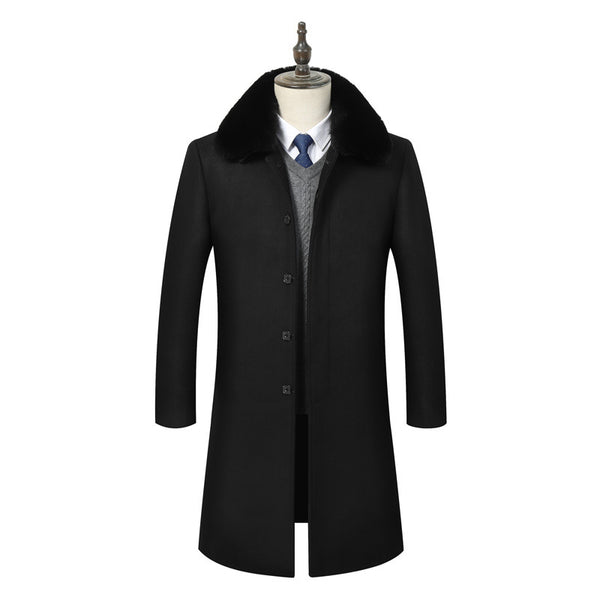 Plush padded winter mid-length woolen coat