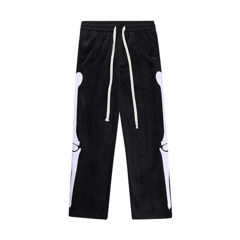 Skeleton Bone Patch Embroidered Casual Pants For Men