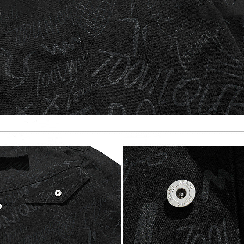 Men's Trendy Denim Full Print Loose Casual Jacket