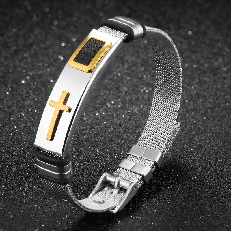 Gold Cross Titanium Bracelet