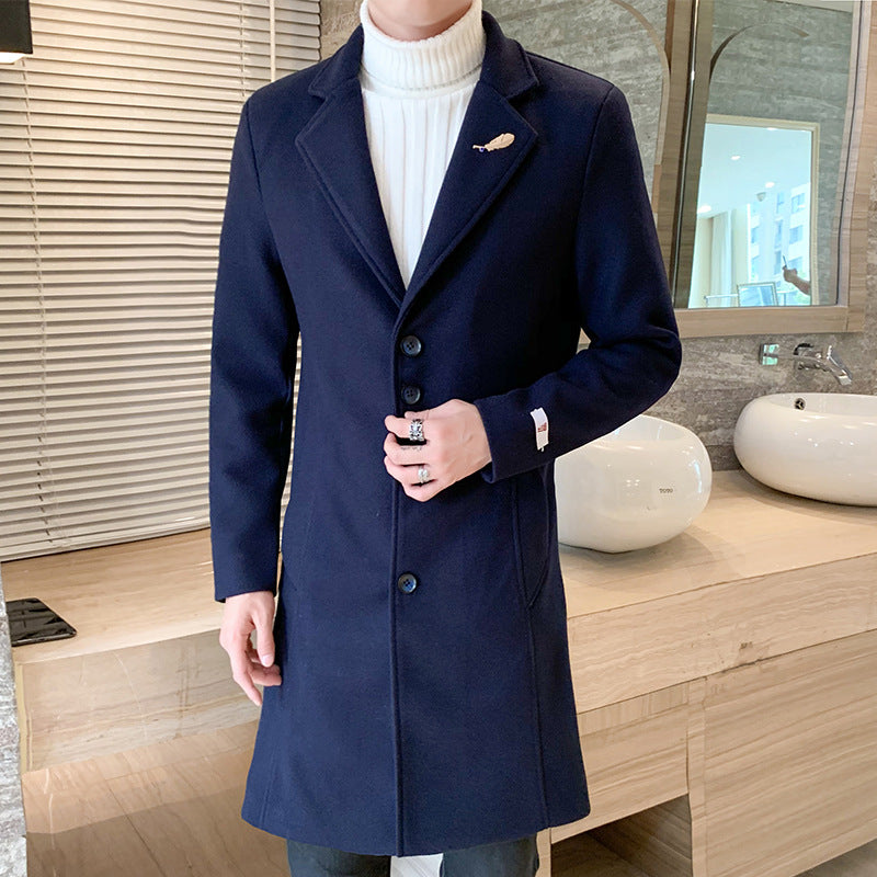 Korean Slim Woolen trench Coat