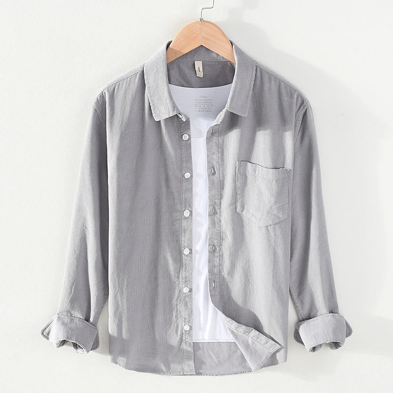 Corduroy Long-Sleeved Lapel Shirt