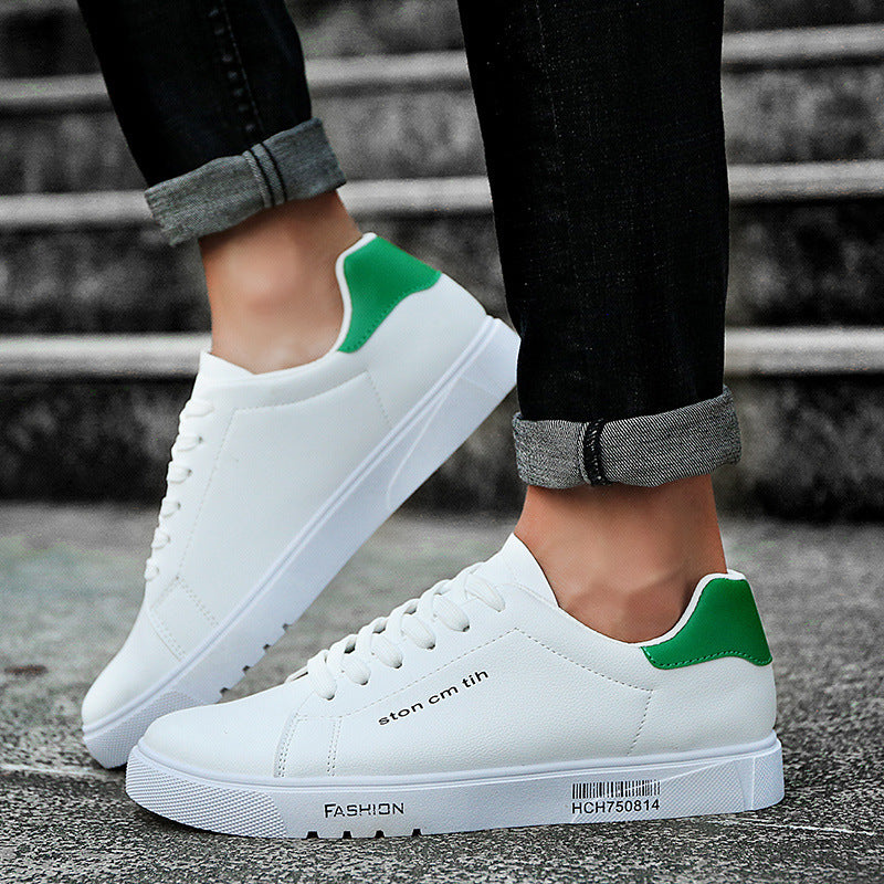 Men's Lace-Up Sneakers, Low-Top Breathable White Shoes