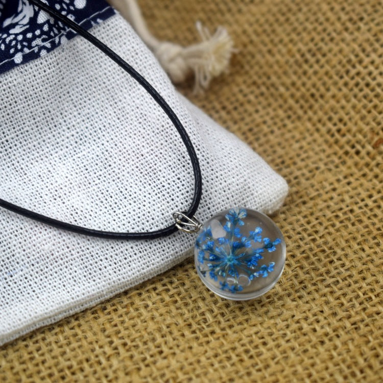 Dried Flower Starry Time Gemstone Necklace