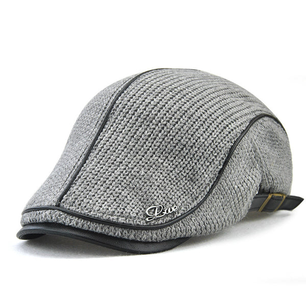 men's winter hat knitting peaked cap thick warm Vintage British leisure peaked cap
