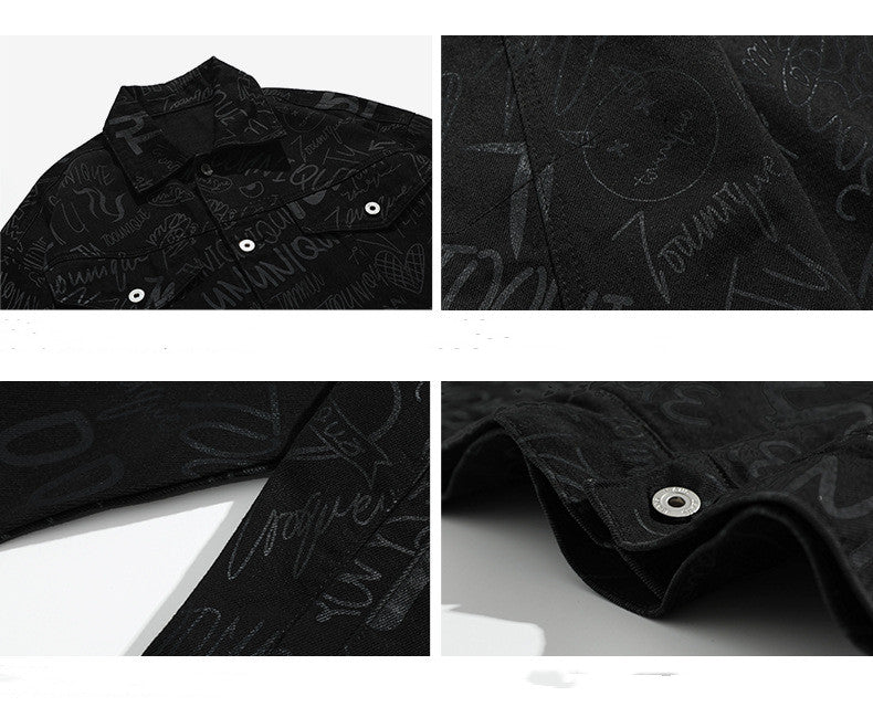 Men's Trendy Denim Full Print Loose Casual Jacket