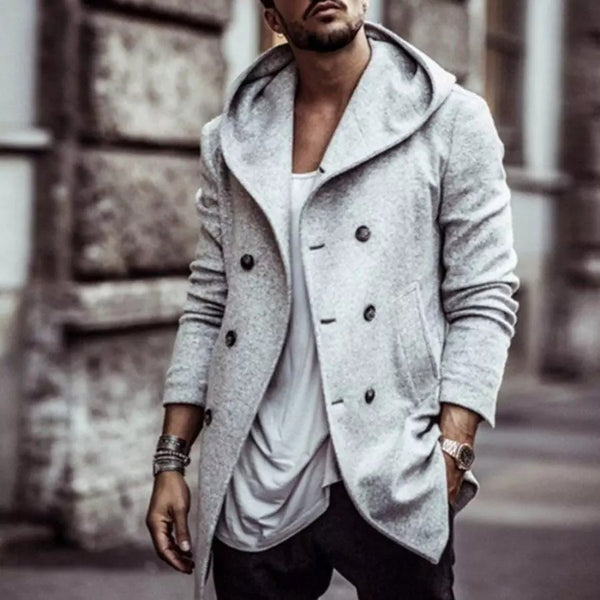 Hooded woolen coat men