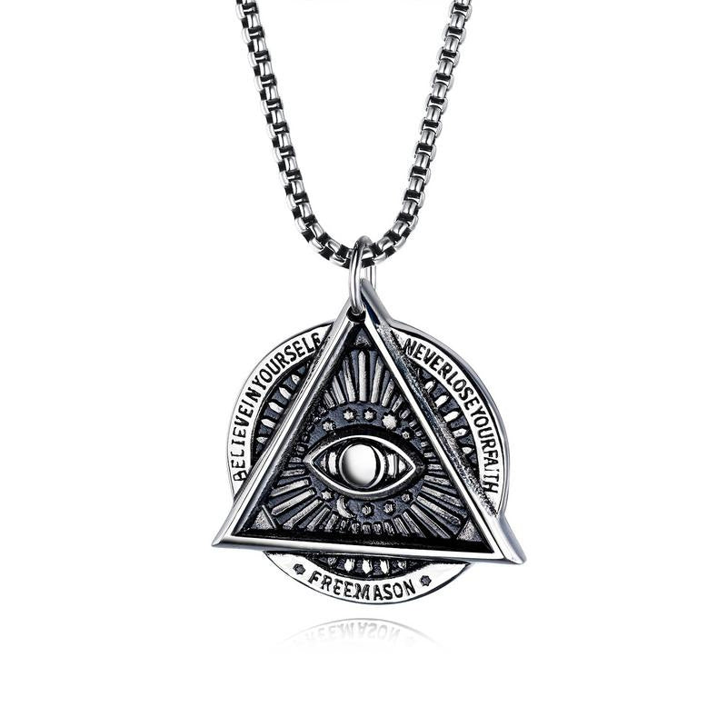 Titanium steel devil's eye necklace for men