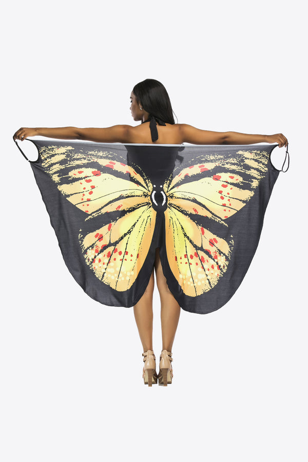 Cover-up con tirantes finos y mariposas