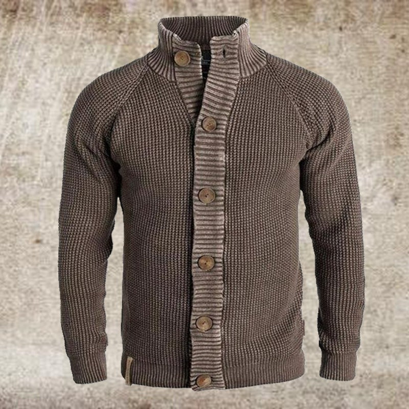 Suéter de un solo pecho de manga larga de color sólido para hombre