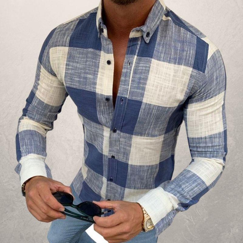 Camisa casual de hombre de manga larga con botones. 
