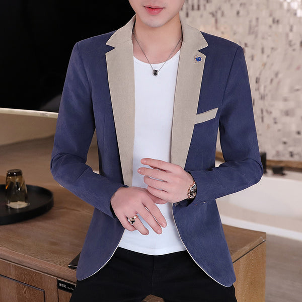 Contrast Color Slim Men's Small Suit Men