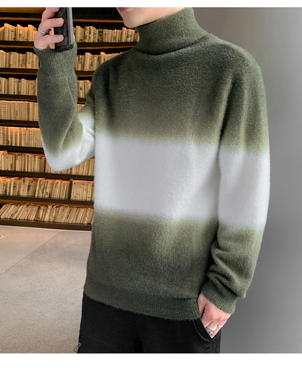 Camisa básica Suéter degradado informal con cuello alto 