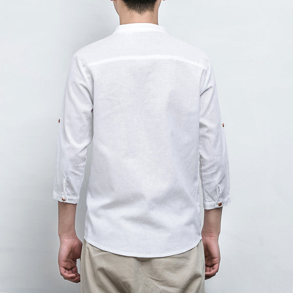 Camisa de algodón de manga corta estilo étnico. 