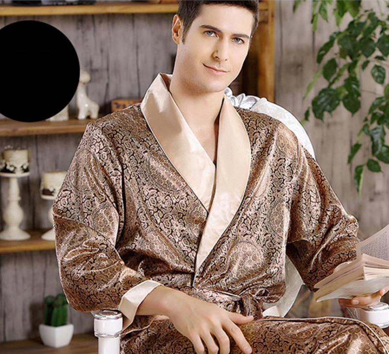 Men's silk nightgown summer pajama