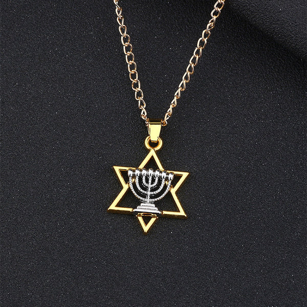 Pentagram candle holder necklace
