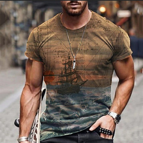 Camiseta de manga corta con cuello redondo digital 3D