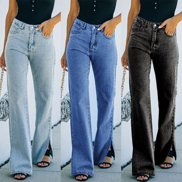 Women's Casual Split Washed Jeans