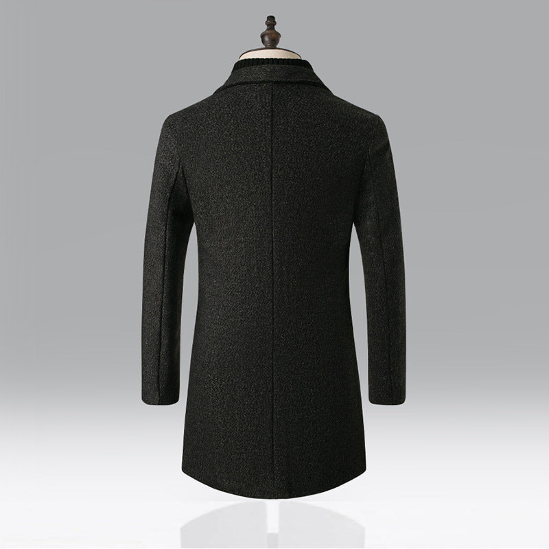 Men's Snowflake Trench Coat Mid-length Woolen Coat