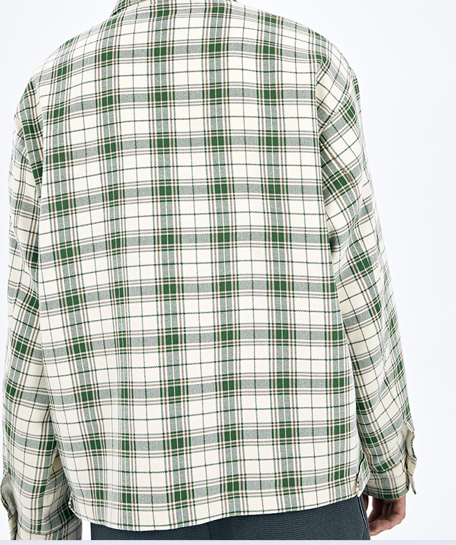 Green Plaid Fabric casual jacket men