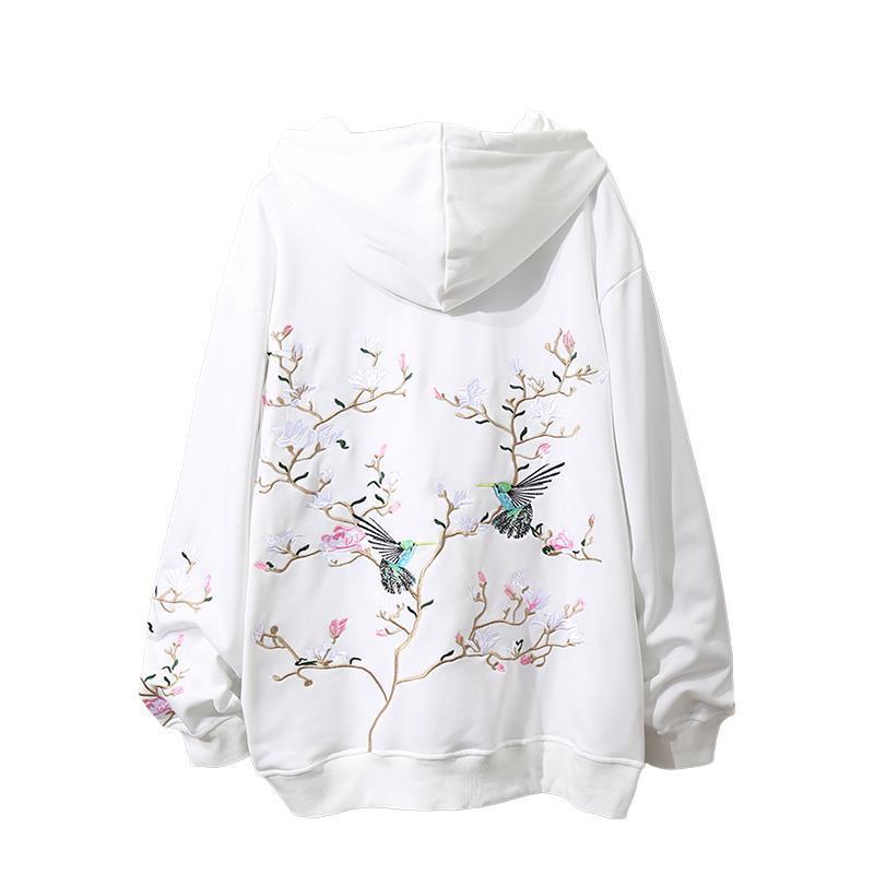 Embroidered Sweater couple's Hooded Plus Velvet