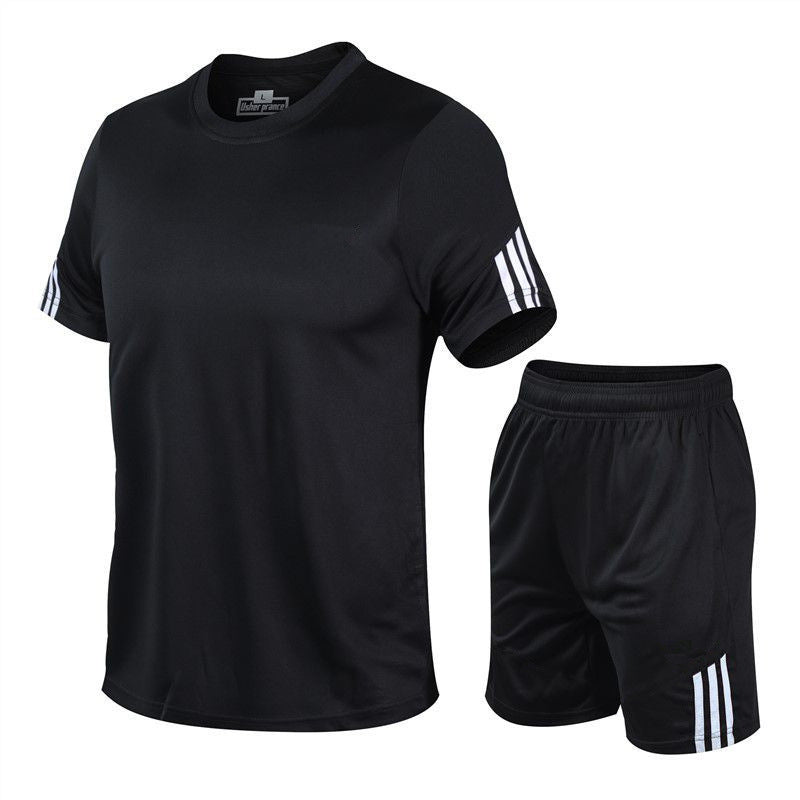 Men Sports Running Track Suit Gym Two Piece Quick Drying Clothes