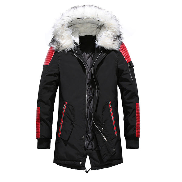 Winter Men Jacket Fur Hooded Collar Thick Warm Parka Men Coats