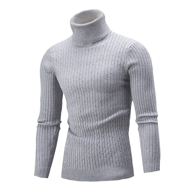 Twist Knit Sweater Slim-fit High Neck