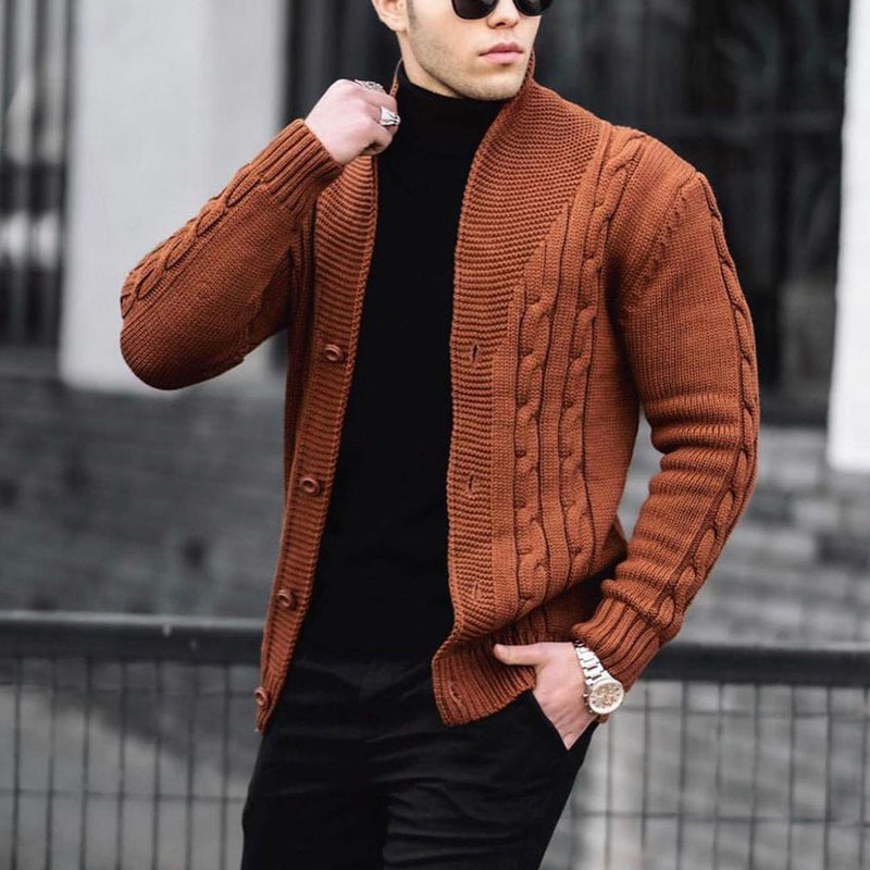 Long-sleeved Twist Rib Knit Sweater Coat