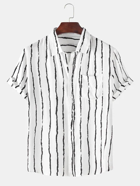 Summer Striped Casual Men's Shirt Short Sleeve Shirt