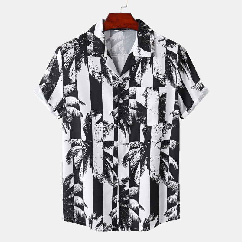 Camisa estampada de manga corta holgada de moda