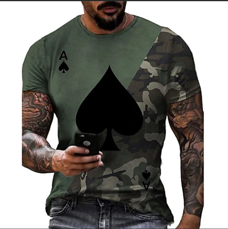 3D Digital Round Neck Short Sleeve T-Shirt