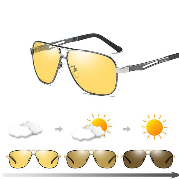 Color-changing polarized sunglasses