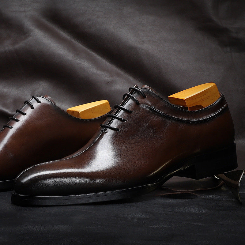 British Pointed Toe Lace-Up Men's Leather Shoes